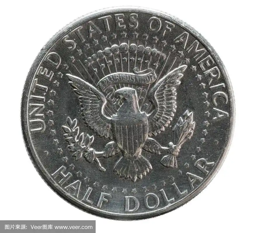 一美元硬币的宏观图像