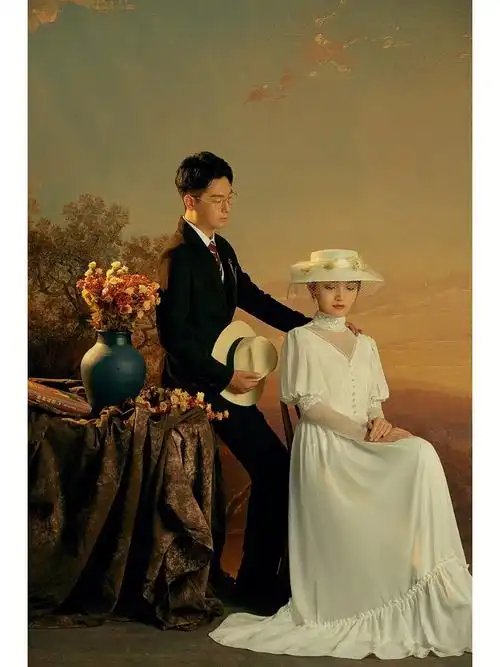 小众精致的复古油画婚纱照极具奢华感78