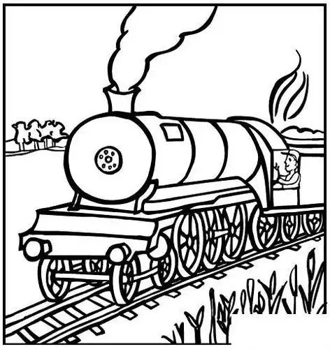 穿过隧道的卡通小火车简笔画图片教程铅笔素