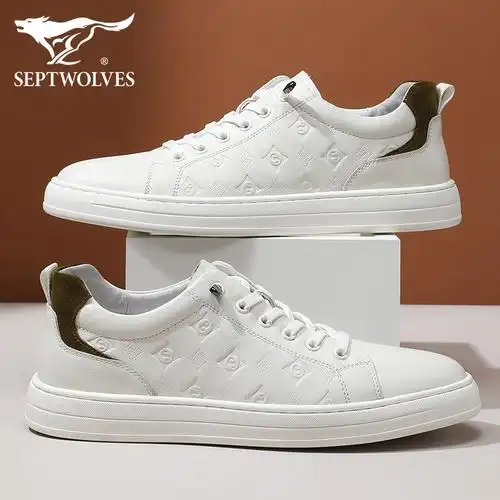 七匹狼鞋子男小白鞋春秋新款时尚运动真皮跑步男鞋欧洲站休闲板鞋