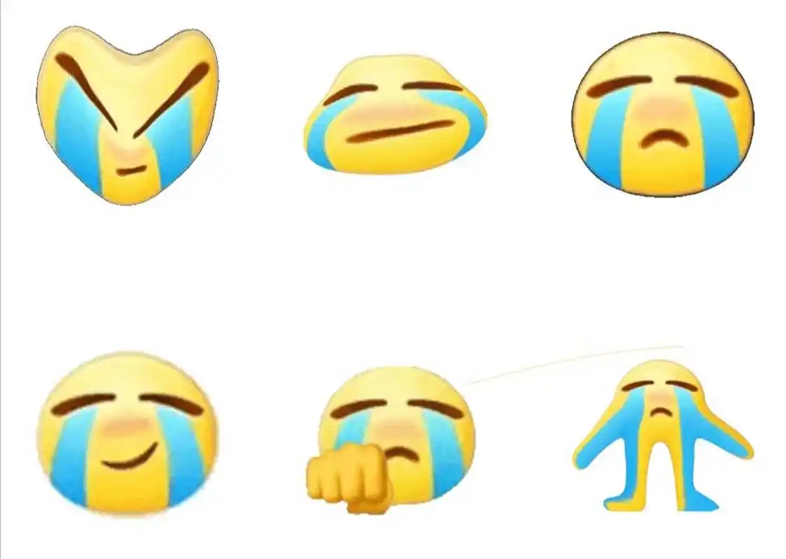 哭到变形 小黄脸委屈表情包