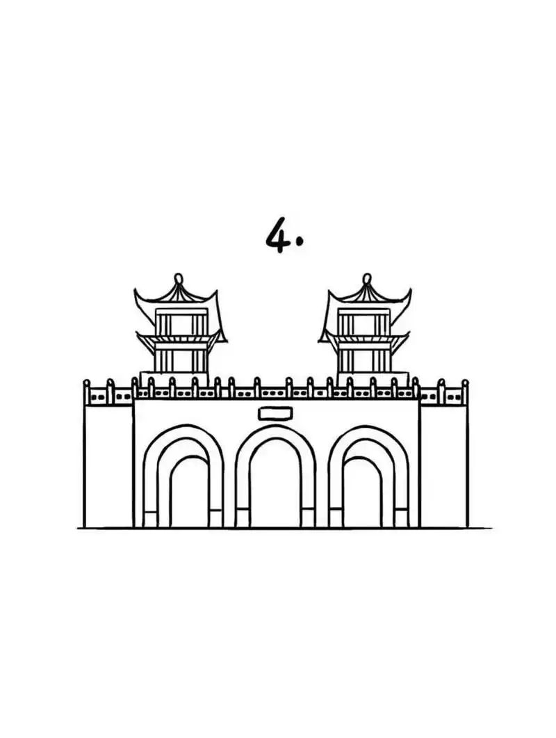 如何画南京玄武门|地标建筑简笔画教程24 地标建筑第24个作品-南京
