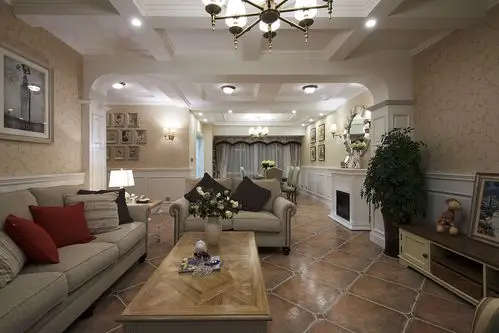 美式风格别墅设计客厅吊顶