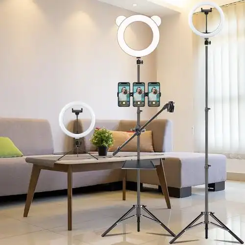 抖音直播手机支架套装 桌面补光灯多功能手机三脚架直播灯套装
