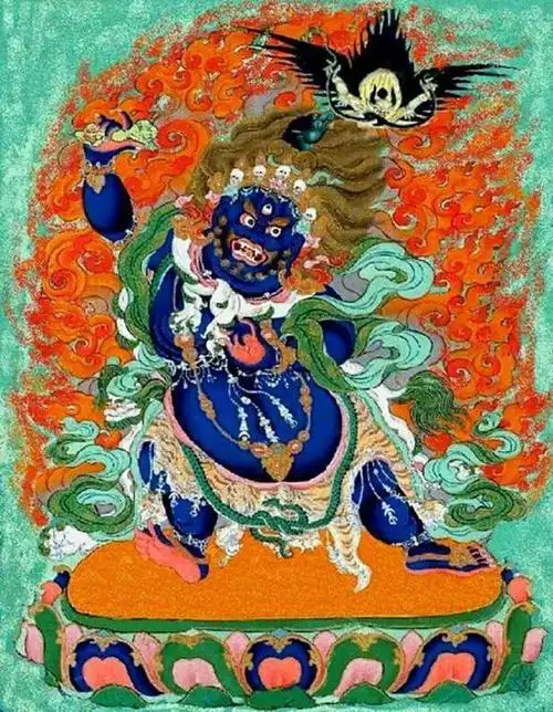 青面獠牙.貌似是藏传佛教还是古印度中佛教菩萨的本尊相.