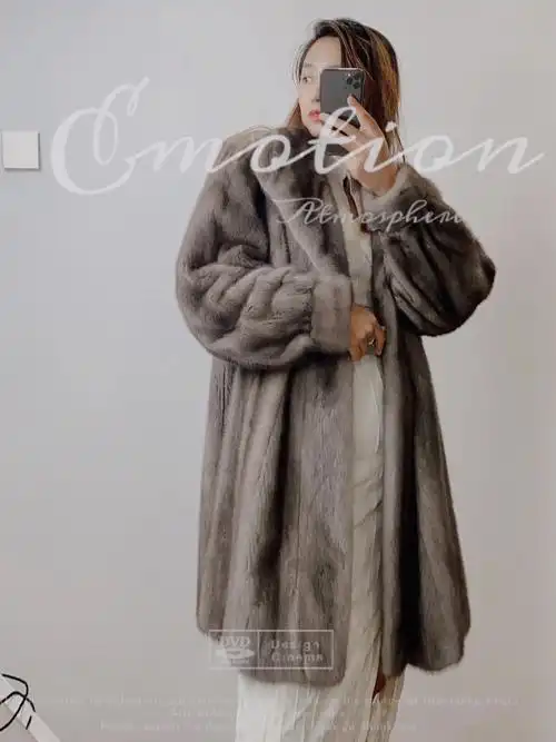 古着皮草铁灰色拿铁灰貂皮皮草外套