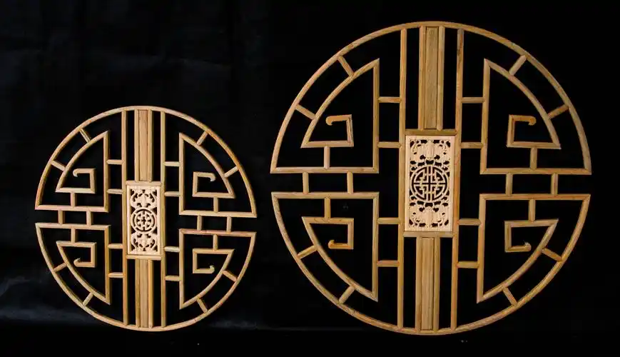 东阳木雕中式仿古榆木实木香樟木圆寿花格窗玄关背景古典挂件定制