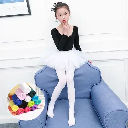 舞蹈袜儿童女童袜裤白色薄款女考级春秋天鹅绒练功连裤袜打底袜子