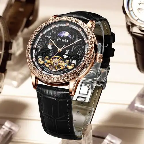 2021年新款正品宾卡达手表男士全自动机械表防水名牌陀飞轮1988