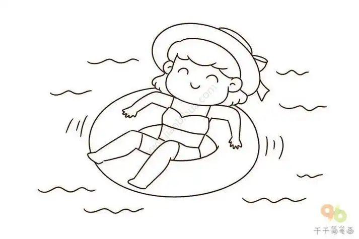 画在泳池游泳的简笔画