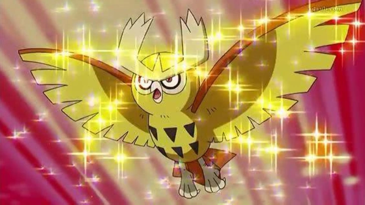 这只猫头夜鹰是小智收服的第一只闪光异色精灵,虽然它很多时候使用的