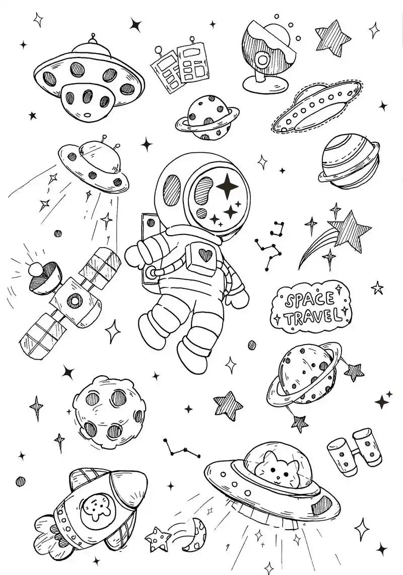 96科技类素材99线稿.你想要的太空科技类简笔画来了～工具 - 抖音