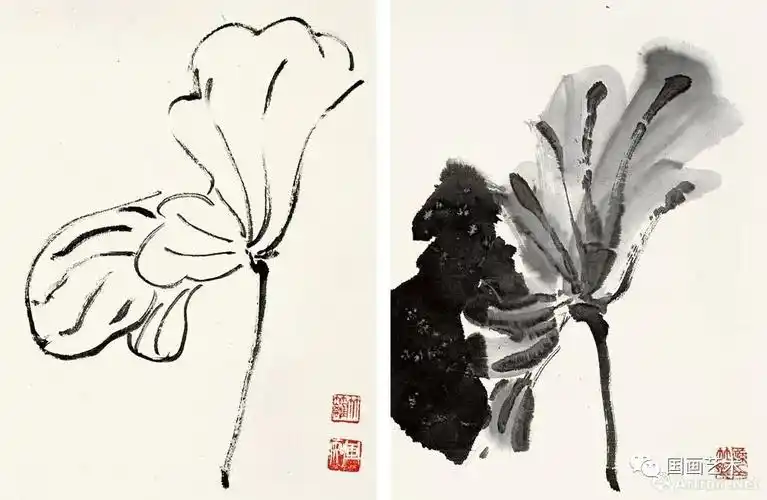 写意荷叶百态孙竹篱荷叶画谱选页欣赏二