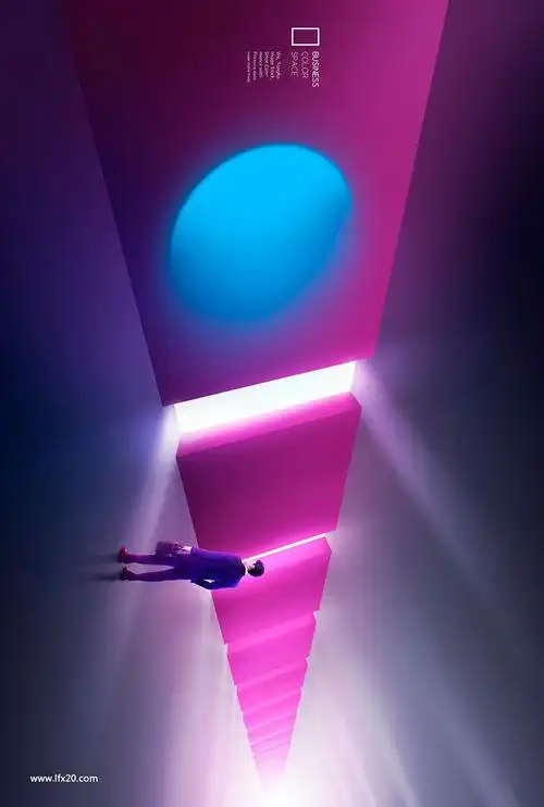 商务男士科技感3d立体彩色背景灯光人物海报