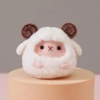 恒愎羊毛毡戳戳乐diy材料包小羊小绵羊挂件车饰钥匙扣情侣手工礼物