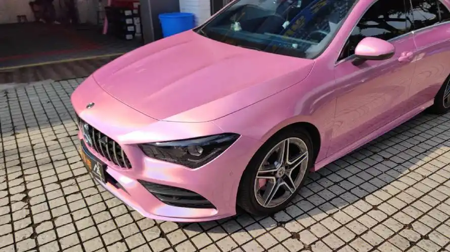 奔驰cla全车改色贴膜七彩镭射粉