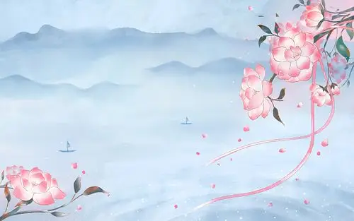 古风花插画山水花朵水彩意境写意花夏天的花古风中国风花