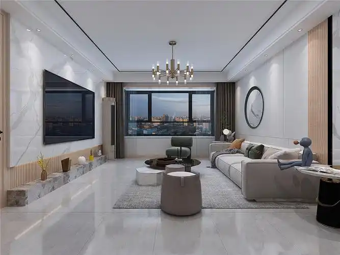 泰安吾悦华府160平现代风格装修设计效果图案例