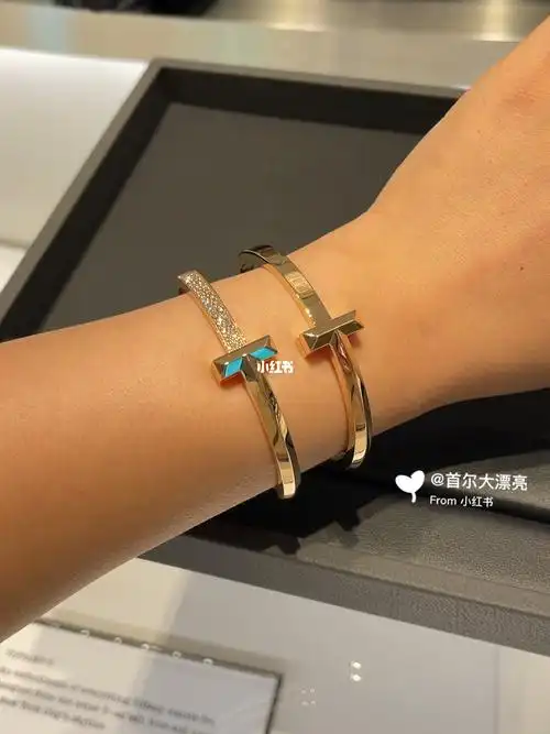 蒂芙尼t1玫瑰金宽版手镯