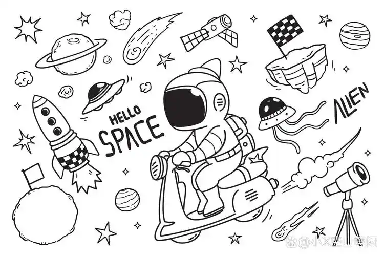 简笔画素材/太空宇航员(三)
