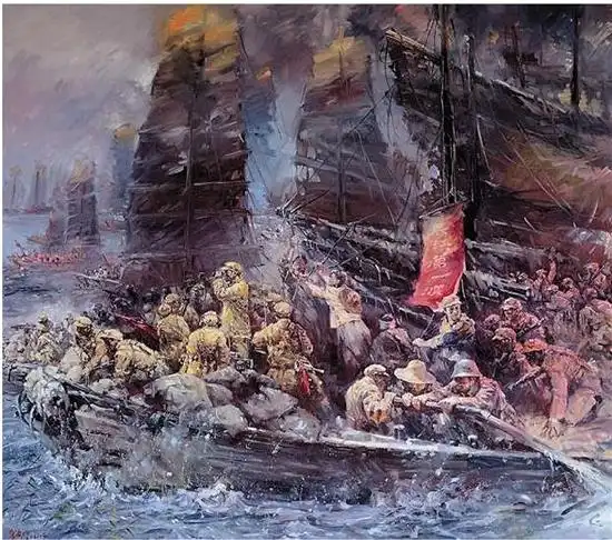栾布 百万雄师过大江 180×150cm 油画 2021年