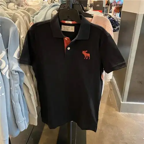 优代abercrombiefitchaf男士鹿标翻领短袖polo纯色polo衫