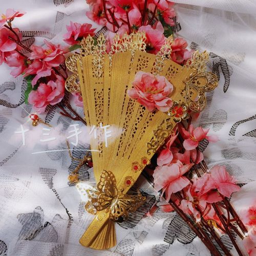 天官赐福花城主金箔扇竹扇金箔扇金箔扇同款花城饰品银蝶扇子通用