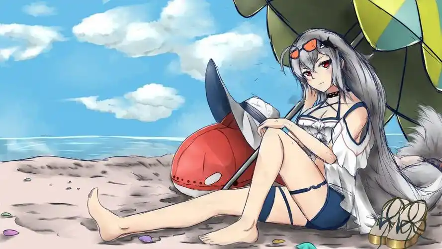 同人绘画摸了张斯卡蒂泳装底稿有空再画