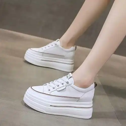 新款显高小白鞋内增高女鞋百搭厚底松糕鞋女2023春秋季小个子板鞋