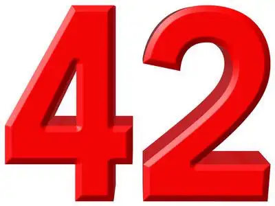 数字 42,四十二,白色背景,3d 渲染上孤立照片