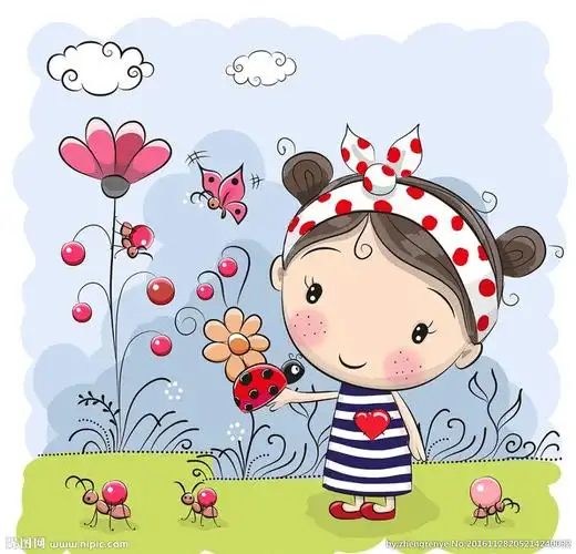 小女孩矢量图片