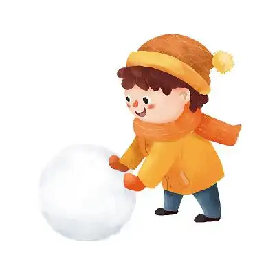 彩色手绘卡通可爱儿童滚雪球堆雪人冬天冬季元素png素材