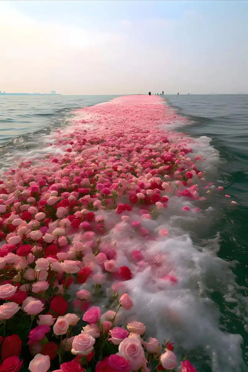 这么浪漫绝美的玫瑰花海当然要分享给你啊!#沉沦在绝美的海边# - 抖音