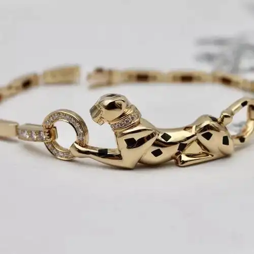 【二手95新】cartier 卡地亚 豹子钻石玫瑰金手链 链子可拆解