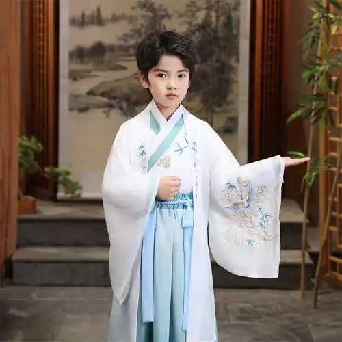 kmkd儿童汉服男童演出服秋冬季中大童古代服装小男孩表演服新款古风