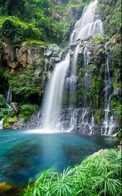 新品壁布立体高山流水生财3d流水玄纸背k景壁画墙关世外桃源瀑纸