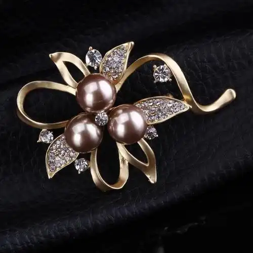 新款韩版时尚名媛风哑色系珍珠胸针女高高档胸针