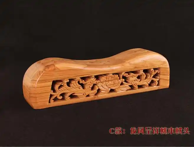 诺福佳木头枕头桃木枕头木雕龙凤呈祥梅兰竹菊木枕颈椎枕头硬枕送长辈
