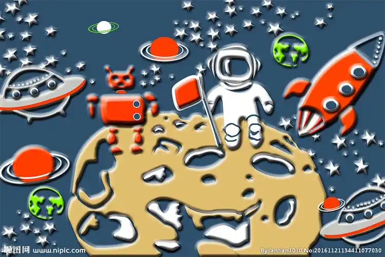卡通星球宇航员背景墙图片