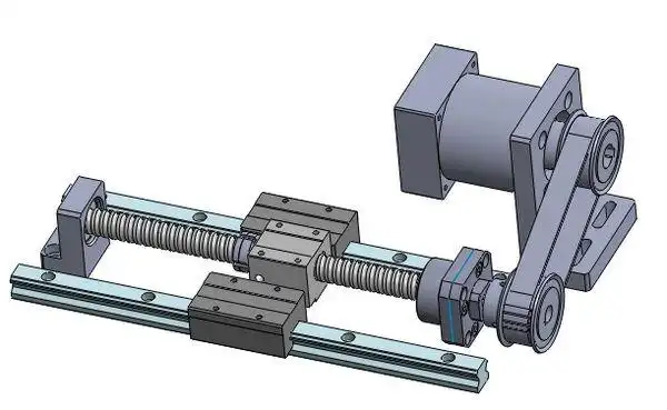 我想用伺服电机带一个丝杠,电机轴和丝杠是平行的,不是重合的,是两个