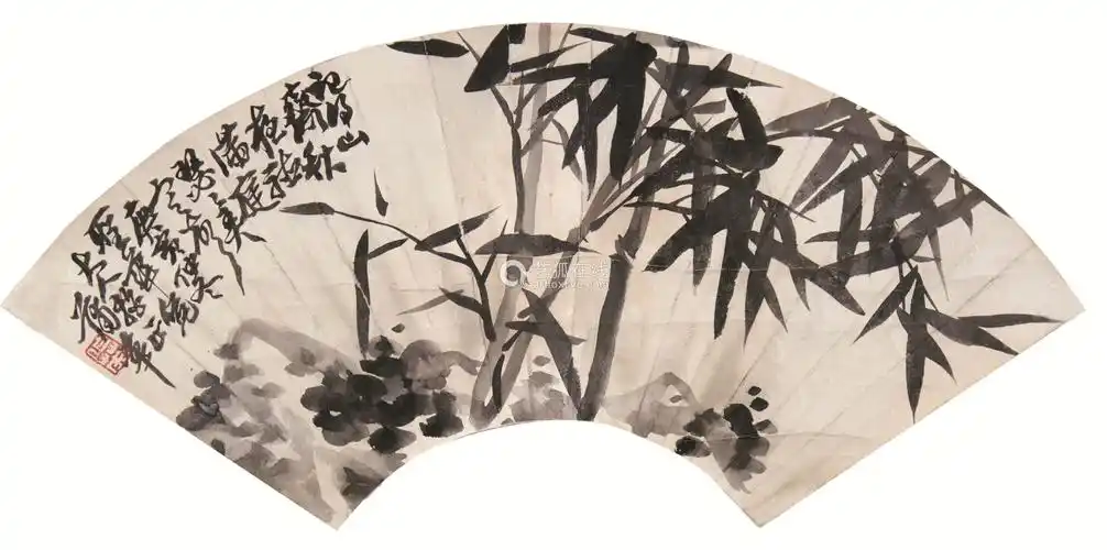 蒲华(1832～1911) 竹石图 扇面 水墨纸本