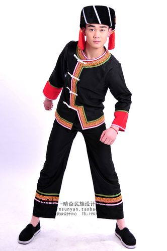 服装晴焱民族服饰量身定做瑶族少数民族舞台表演生活装男民族服装