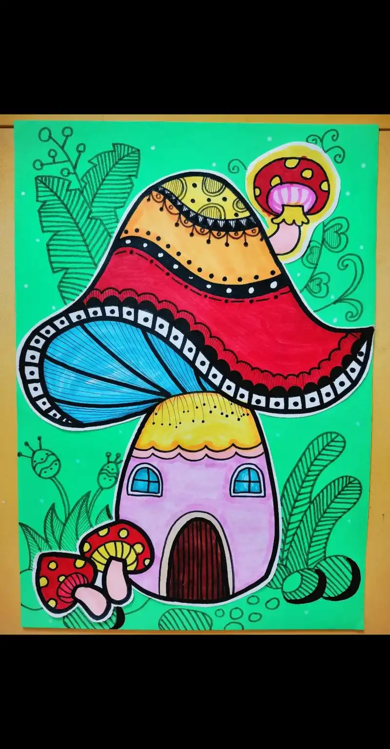 创意美术 #蘑菇屋 #线描 #线稿 #画画 - 抖音