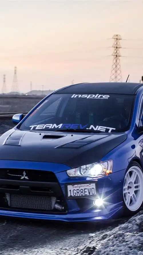 壁纸 三菱evo蓝色车,灯,漂移 3840x2160 uhd 4k 高清壁纸, 图片, 照片
