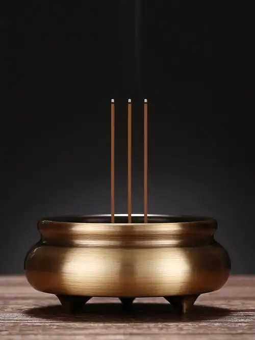纯铜香炉香薰线香供佛家用室内香插供奉烧香熏香特大号檀香炉托灰