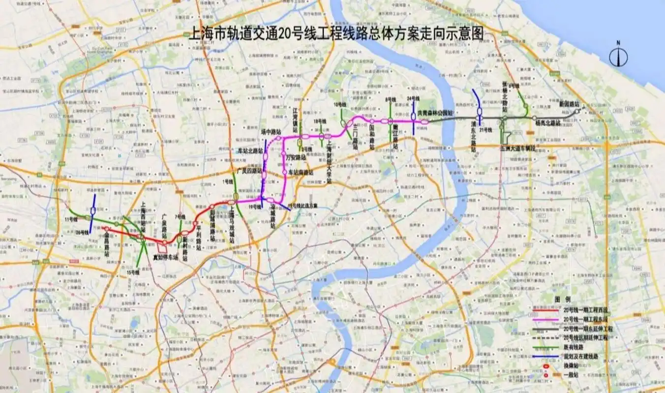 上海轨交20号线一期线路官方示意图 一期西段环评里面