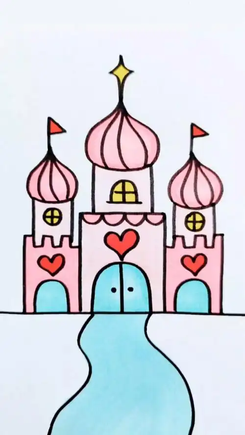 城堡简笔画#一起学画画#公主城堡