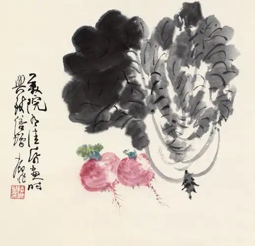 北京匡时2015夏季拍卖会扇画小品专场陆抑非-白菜萝卜预展,北京匡时