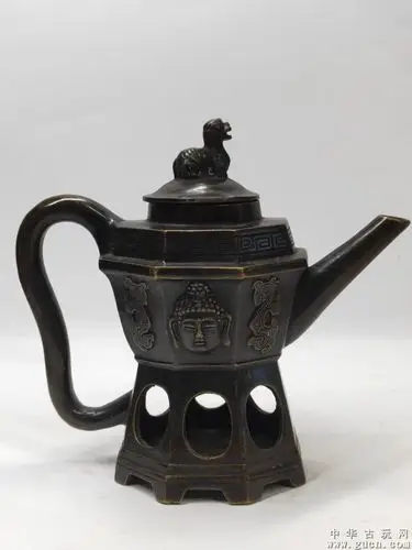 清代铜温酒壶皮壳老辣包浆浓厚