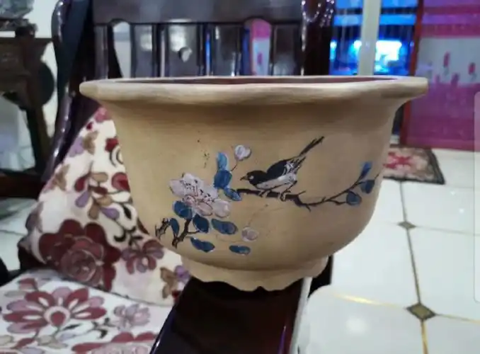 文革花盆70年代花盆名家刻绘花盆紫砂花盆名家子云雕刻文革盆一只